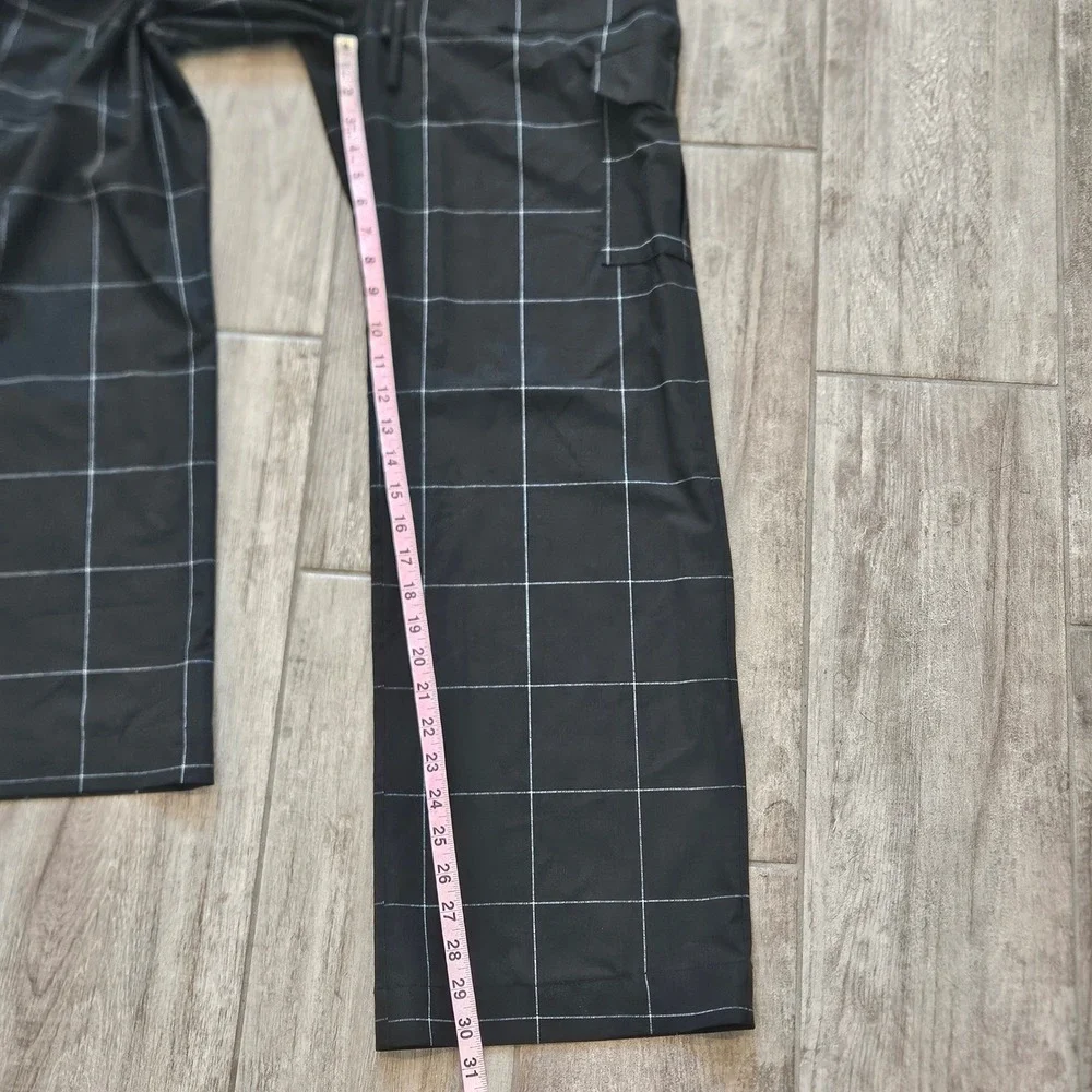 Albion Audrey Cargo Trouser Size‎ XS Black Windowpane Grid Wide Leg High Rise